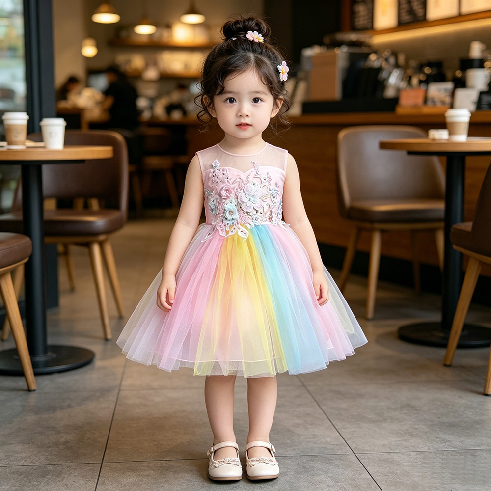 Summer girls wedding dress hot colorful children's evening dress flower girl dress wedding dress foreign trade clothing