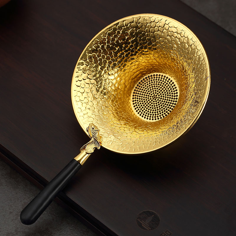 Pure brass tea strainer tea separator tea leaves filter tea set accessories filter tea tea filter high-end tea brewing king gold 