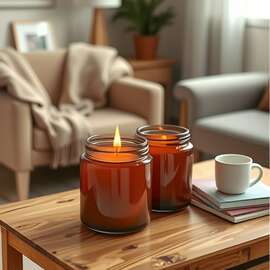 铝盖茶色蜡烛杯玻璃烛台香薰蜡烛容器棕色简约蜡烛罐厂家批发