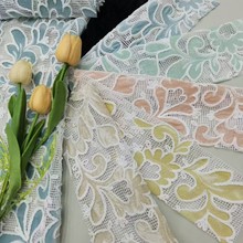 秋冬新品高档丝绒布激光镂空牛奶丝水溶刺绣蕾丝面料厂家现货供应