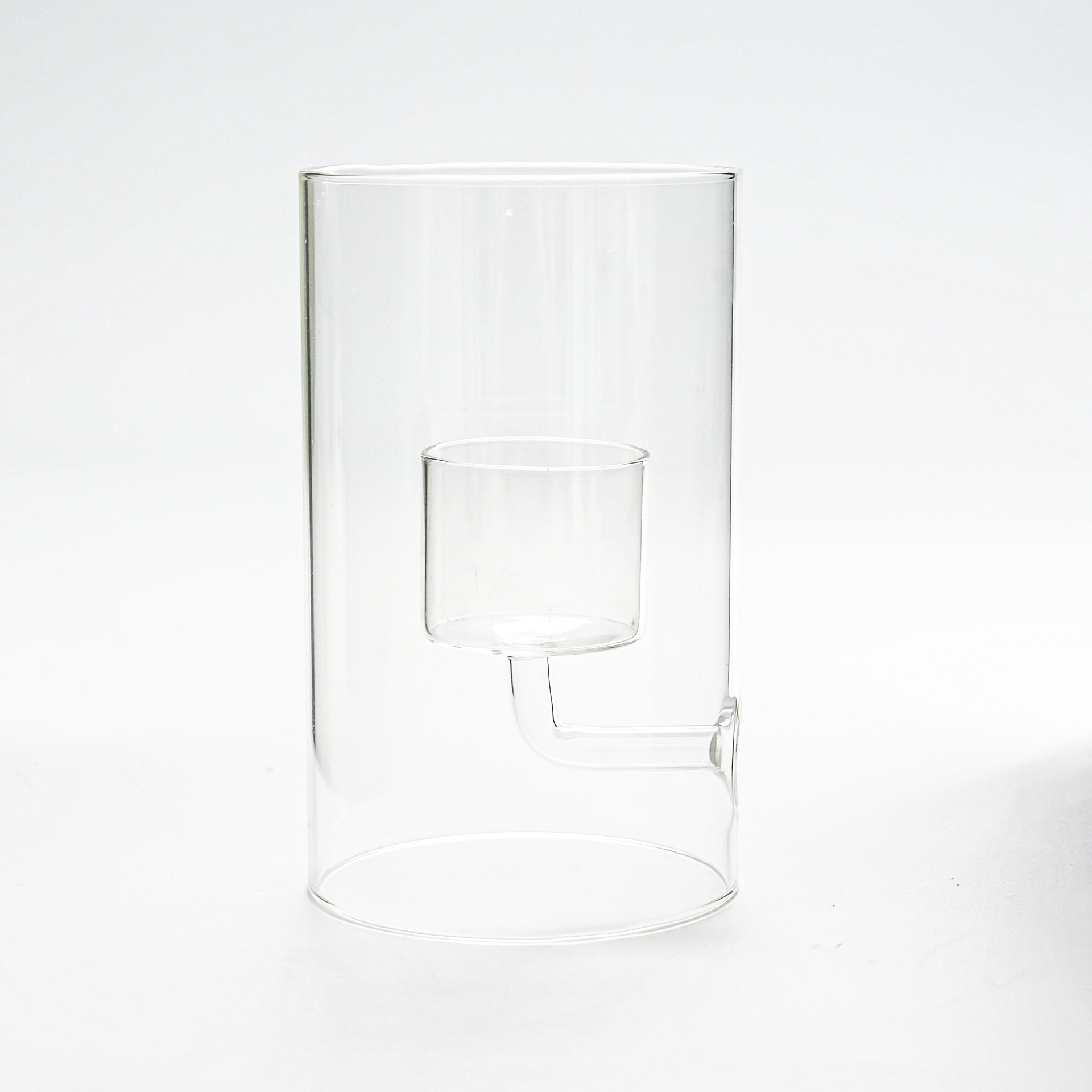 Candelaria de vidrio europeo creativo, elegante vela transparente a prueba de viento, cena cálida y romántica a la luz de las velas, decoraciones para el hogar