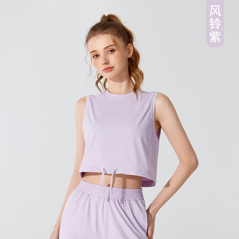 Ropa de ejercicios en línea, chaleco de yoga, camiseta de ejercicios de mangas cortas de mujer, transpirable, suelta, carrera de verano