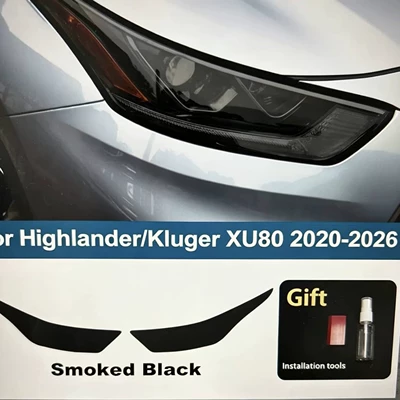 Suitable for Toyota Highlander XU80 2020-2026 TPU headlight film in smoked black for car light protection and color modification (Auto Color Change Film) - 2020-2026-highlander-xu80-transparent-model-pair