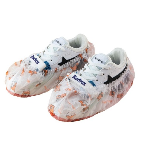 Disposable Non-woven Shoe Covers One Size Universal Cartoon Printed Indoor Anti-slip Durable Waterproof No Slip Shoe Covers