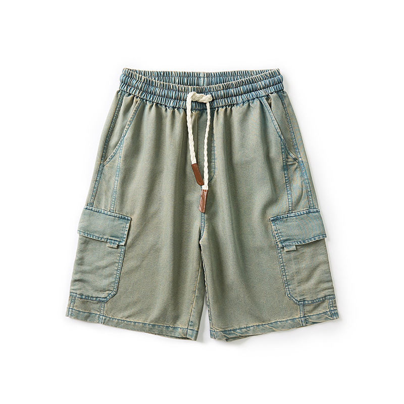 Modische Herren-Jeansshorts, mittelschwer, mit elastischem Bund, ideal für Sommer und Beruf, dünn geschnitten, Oversized-Variante, auch für Dropshipping erhältlich_voghion.com