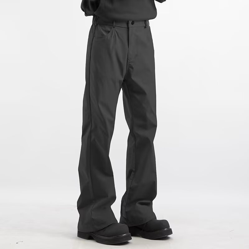 Black Straight-Leg Casual Pants for Men, Spring and Autumn New Trendy Versatile Dress Pants, American Style Slim High Street Flared Jogger Pants