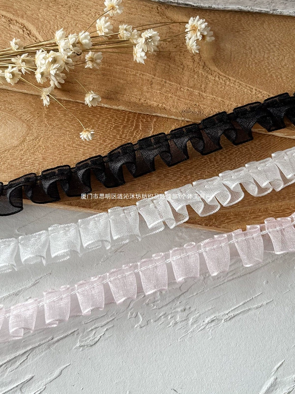 Лента из белого шифона со складками 5 м для отделки и DIY