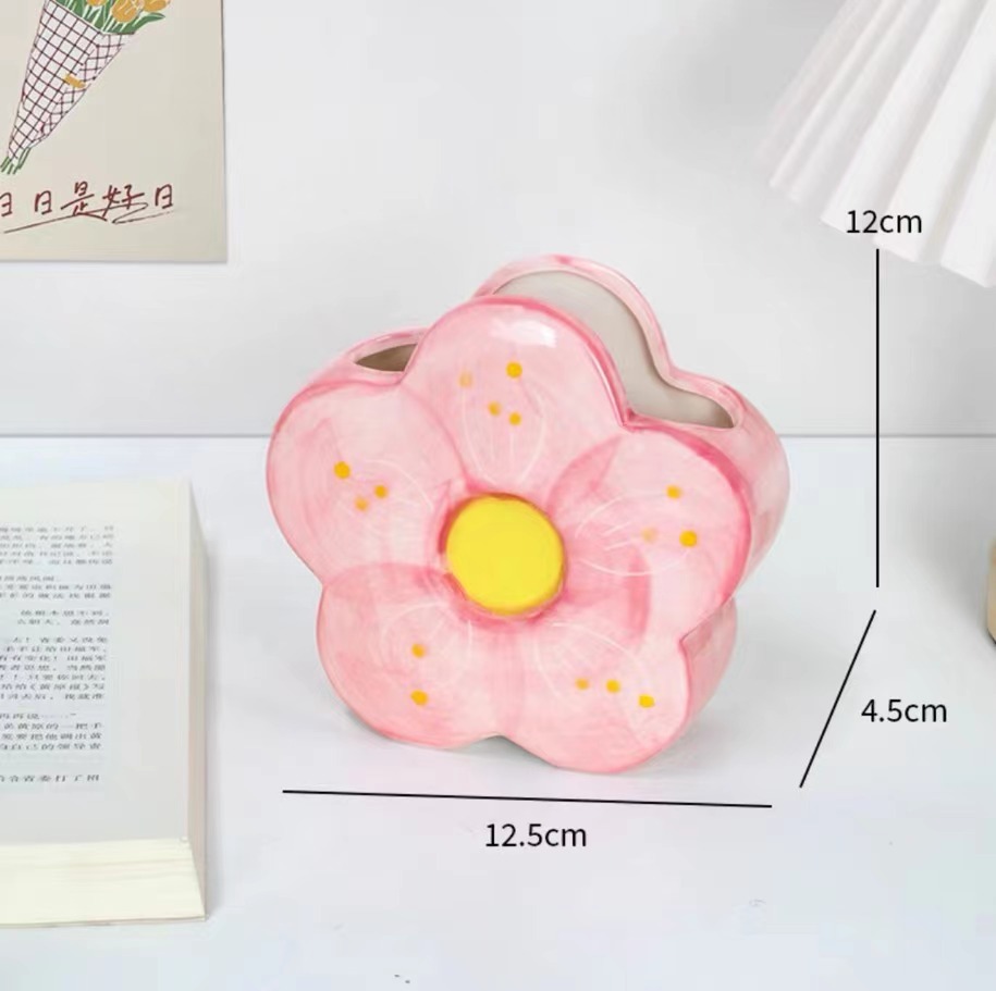핑크 꽃 펜 홀더