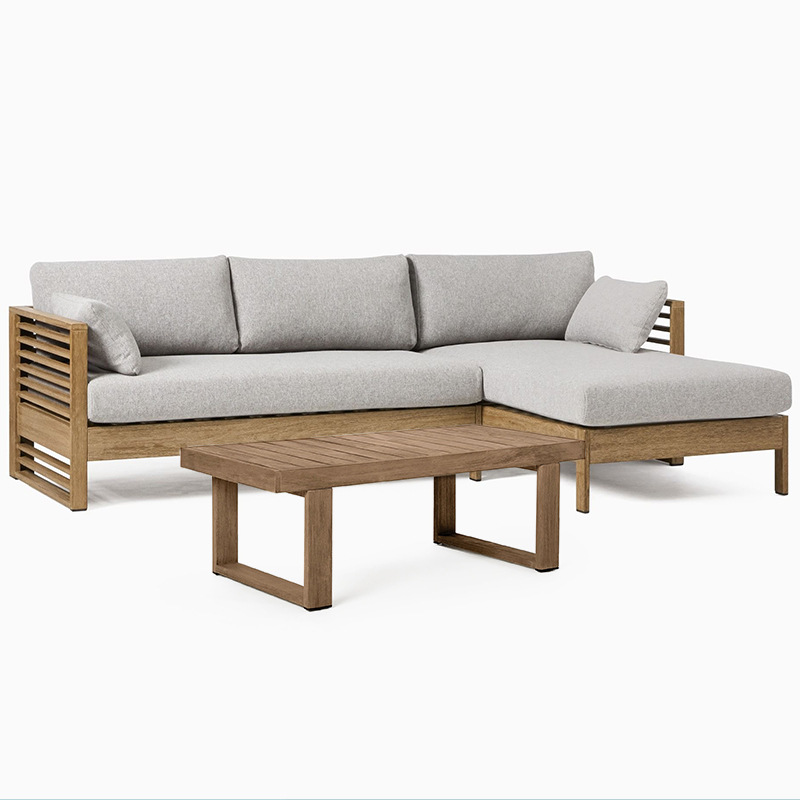 Conjunto de muebles de teca para exteriores, resistentes al agua y a los rayos UV, para sofá de jardín, patio, terraza, balcón, villa, con mesa de centro.