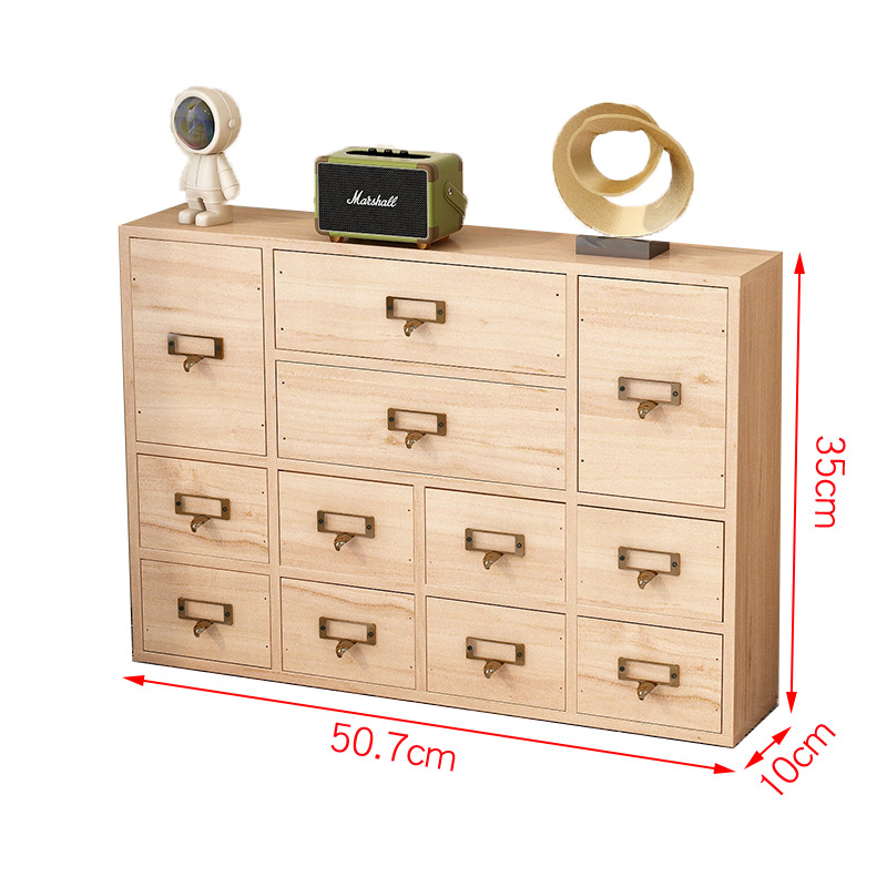 Caja de almacenamiento de té de cajón de madera vintage caja de joyería de escritorio caja de organización de joyería multi-capa rectangular pequeño gabinete