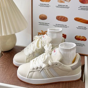 Autumn 2024 new chic student white shoes dessert girl shell head sneakers casual skateboard shoes