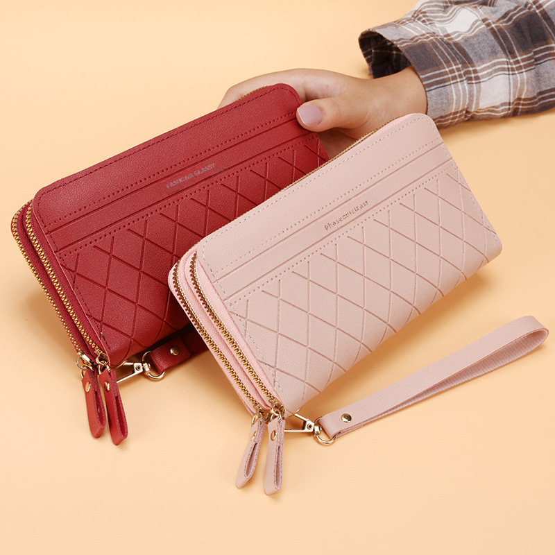 2021 New Women's Long Wallet Korean Simple Double Zipper Explosive Coin Purse Multi-card Wallet Card Holder_voghion.com
