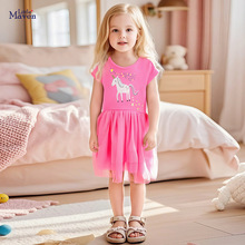 Little maven欧美网纱女童连衣裙可爱卡通儿童裙子夏季纯棉童裙