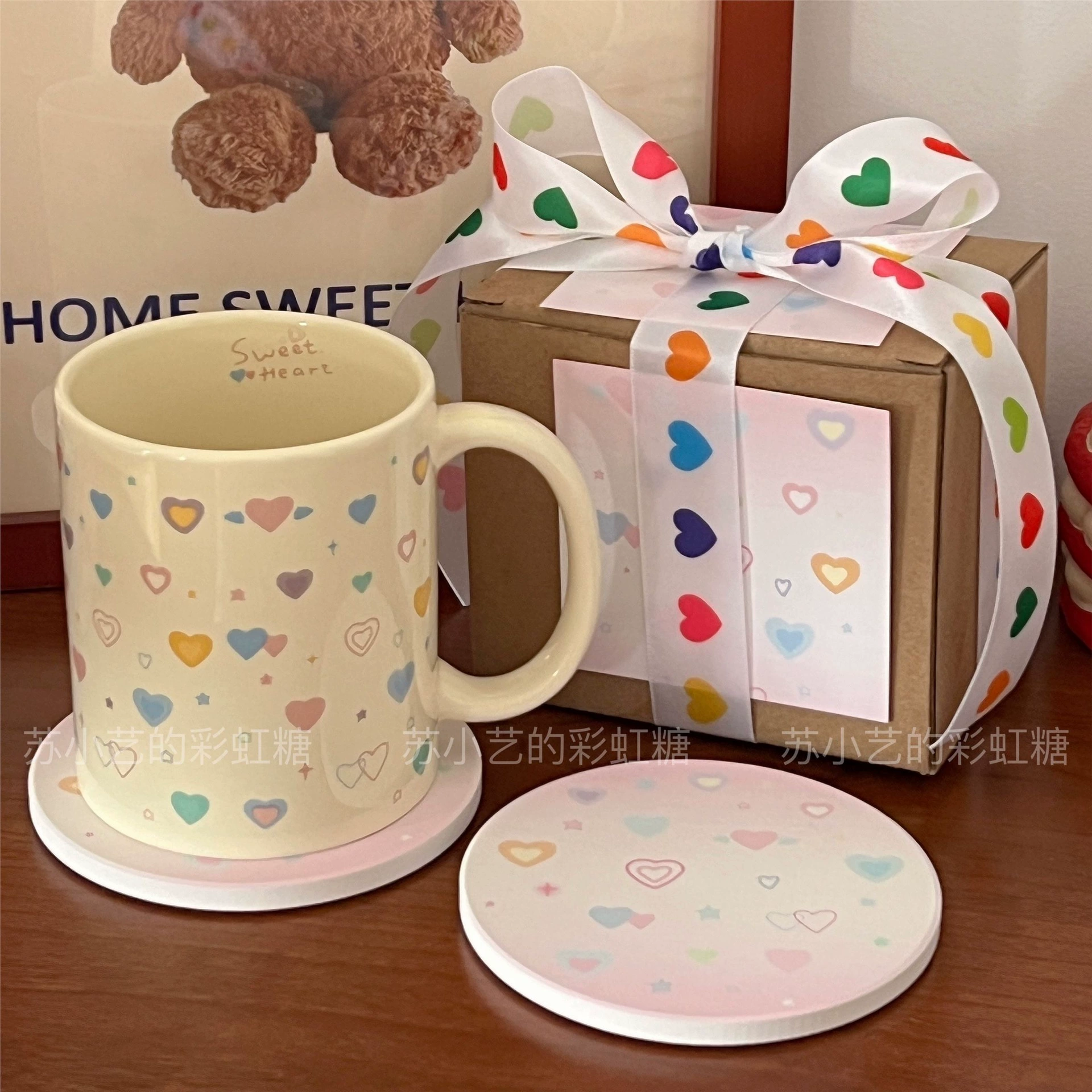 Internet celebrity love ceramic couple cup water cup milk cup coffee cup couple cup office home casual drinking water cup