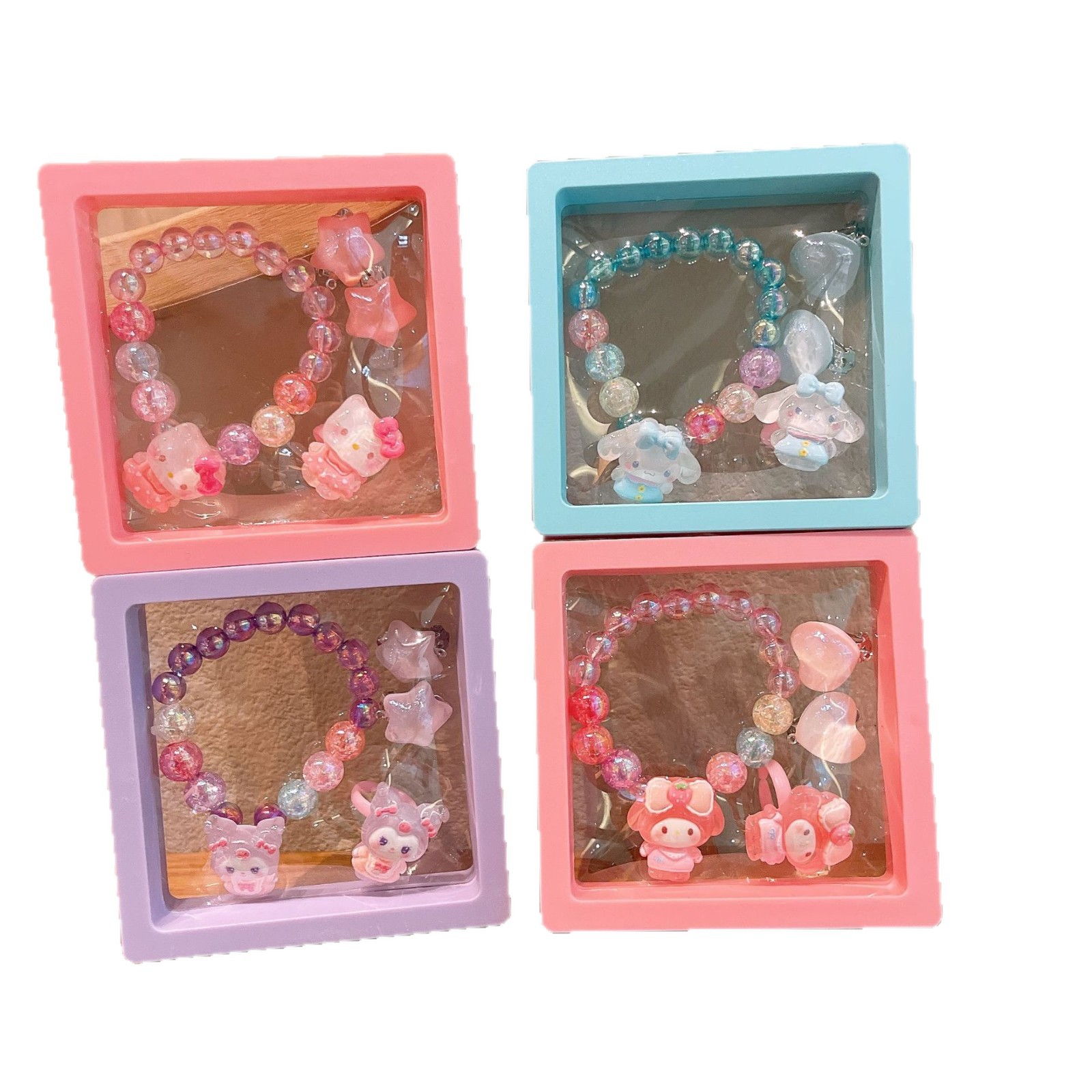 Niñas lindas pulseras princesas de dibujos animados joyas para niñas niños dulces colgantes de color caramelo pulseras de cuentas pulseras
