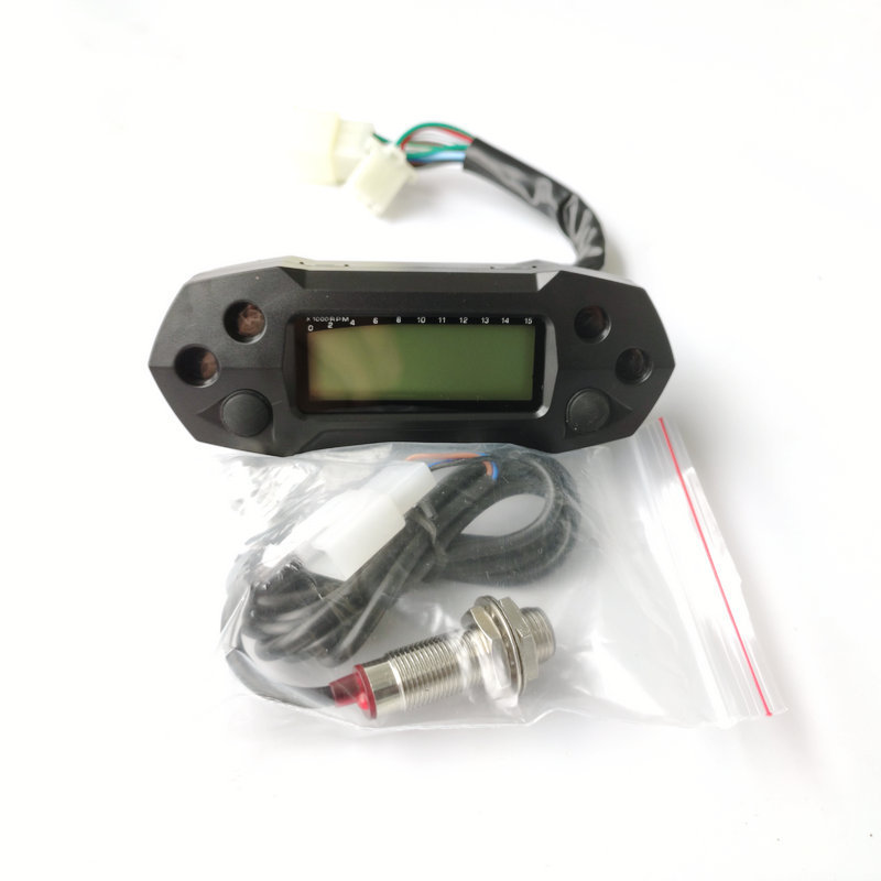 Cross-Border Motorcycle Modification Universal Mini Lcd Instrument Off-Road Vehicle Small Adjustable Speedometer Fuel Gauge