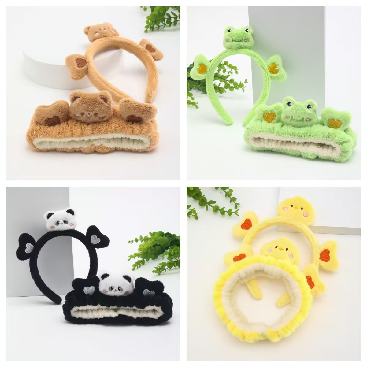 Otoño y invierno de peluche de jade de dibujos animados lavarse la cara correa de cabello adorable oso color combinación correa de cabello de muñeca impermeable adornamientos de cabello al por mayor