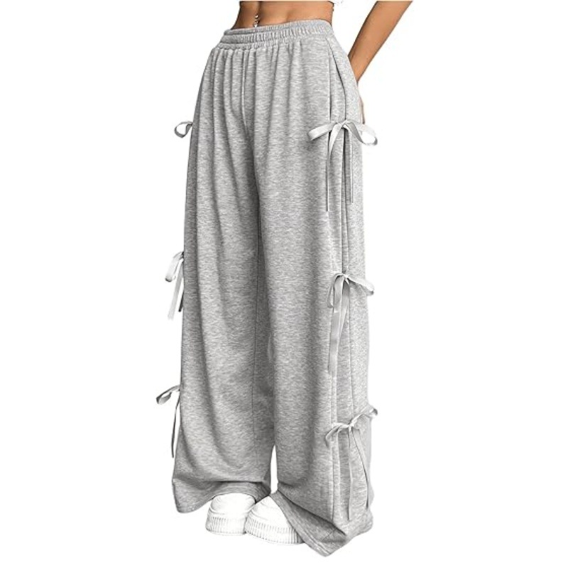 Transfronterizos Europa y América Amazon damas arco pantalones deportivos de piernas anchas elásticos de cintura alta pantalones casuales dulces pantalones de skateboard image 6