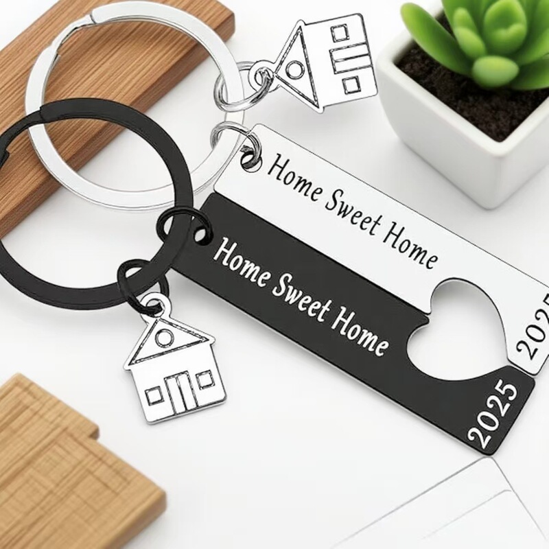Amazon 2025 Best-Selling Couple Stainless Steel Keychain Home Sweet Home Housewarming Gift