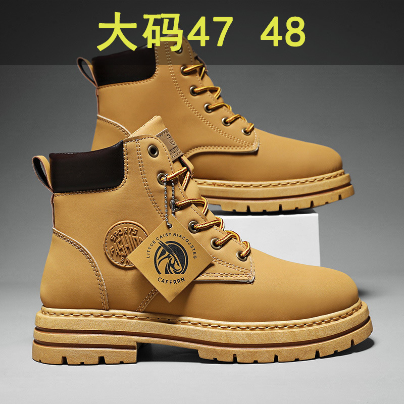 High-top Martin boots men's extra large size 48 autumn and winter men's shoes waterproof work boots thick bottom height increasing youth 47 fashion shoes