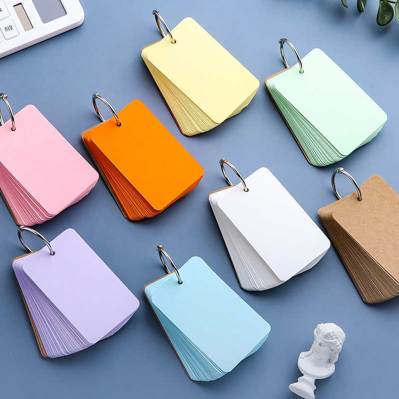 T palabras en blanco en inglés papel de tarjeta de bucle tipo cartón duro de color DiDi lindo mini libro de bolsillo