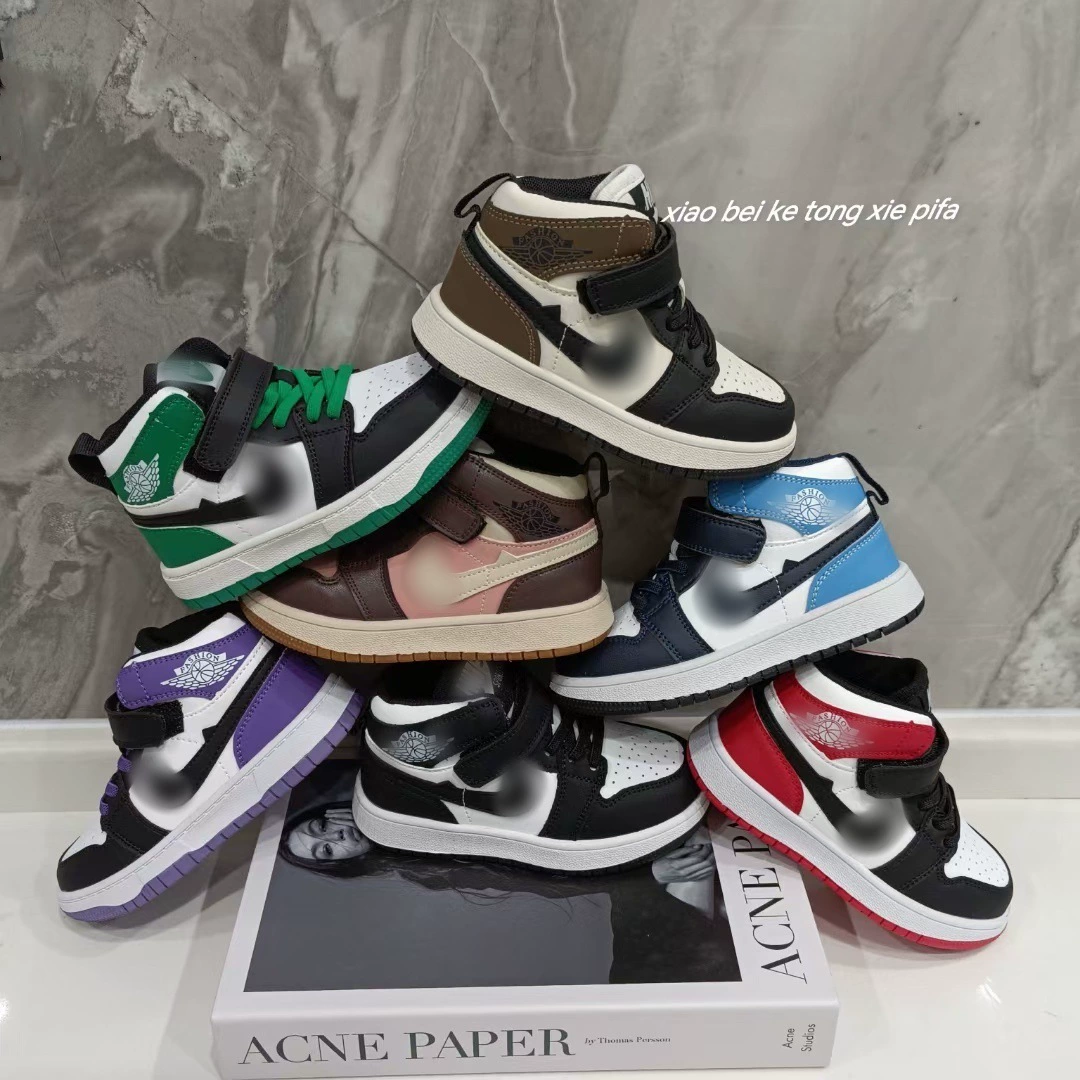 Детская обувь, модные и удобные кроссовки AJ с высоким берцем для мальчиков, модели осень-зима 2024, утепленные спортивные кроссовки для девочек и школьников, семейные комплекты.