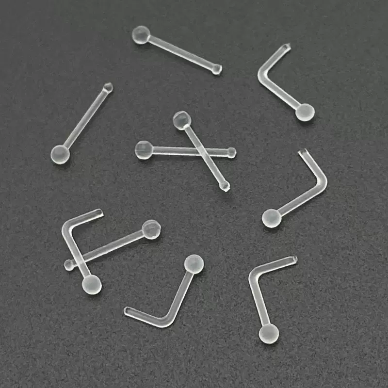 UV透明隐形鼻钉耳钉软硅胶防发现学生直杆食品级亚克力穿刺饰品