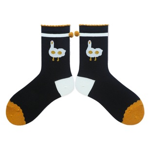 Walking Duck Duck 2022 Autumn New Cute Ball Ear Lolita Cotton Socks Women's Socks