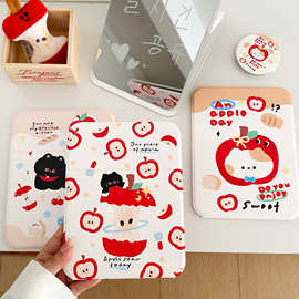 原创苹果小猫化妆镜 学生便携式宿舍桌面台式随身小号梳妆镜批发