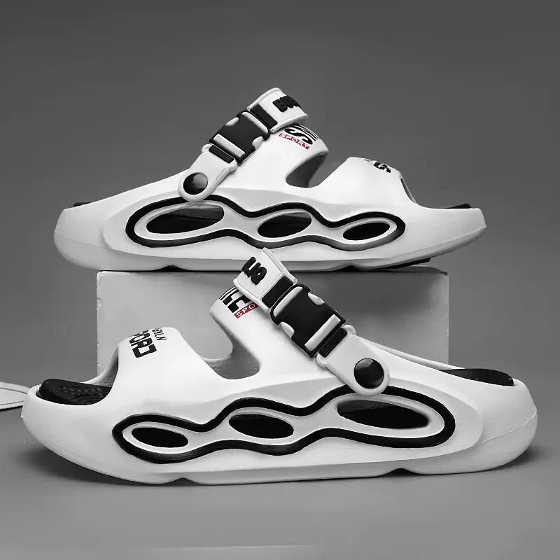 凉鞋男士夏季新款外穿透气拼色厚底大码沙滩休闲浴室情侣拖鞋男士