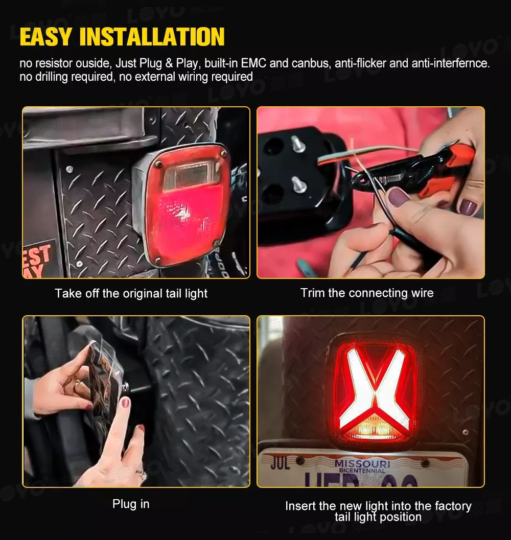 Applicable to Wrangler TJ taillight 97-06 LED rear taillight TJ modified brake light license plate light X TJ taillight