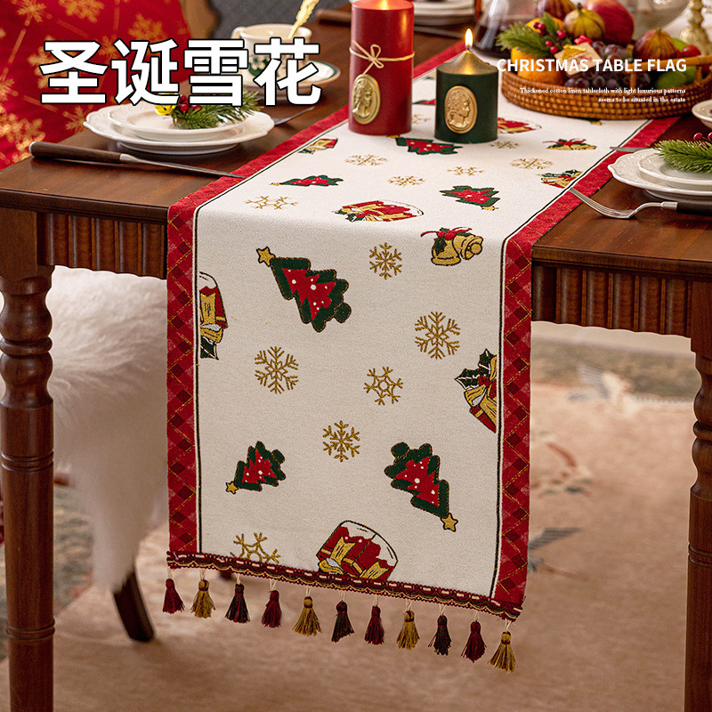 新しいクリスマススタイルテーブルフラグレッドライト高級西洋レストラン暖炉キャビネットロング布雰囲気テーブルフラグクロスボーダー配送|undefined
