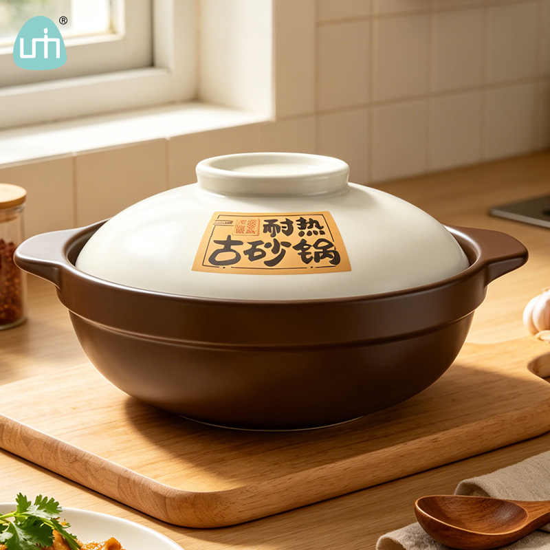 Household ceramic pot for gas stove, high-temperature resistant, suitable for making soup, stewing meat, cooking clay pot rice, and porridge, new model, free shipping, wholesale