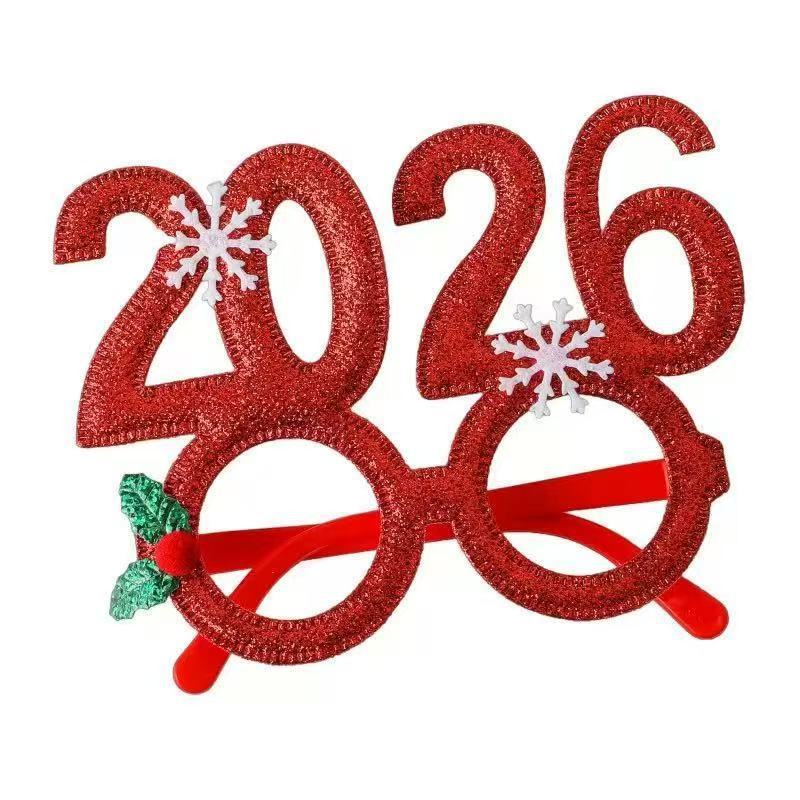 国境を越えたクリスマスヘッドバンド、ホリデーパーティー装飾小道具、2026年新年数字ヘッドバンド、クリスマスメガネ、メーカー卸売|undefined