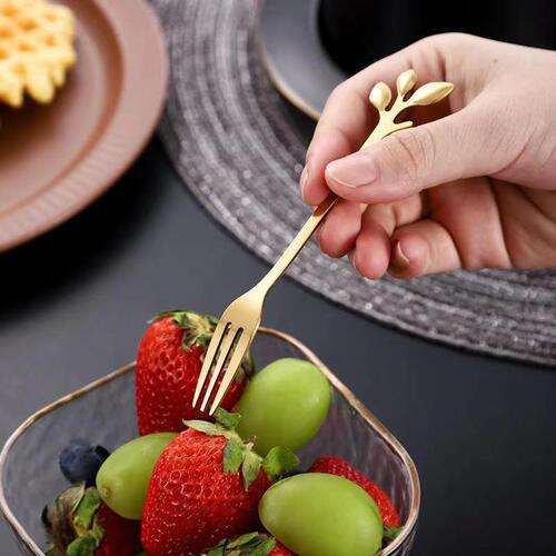 Creative stainless steel leaf spoon fork mooncake knife and fork coffee stirring spoon dessert spoon fruit fork spoon bird's nest spoon