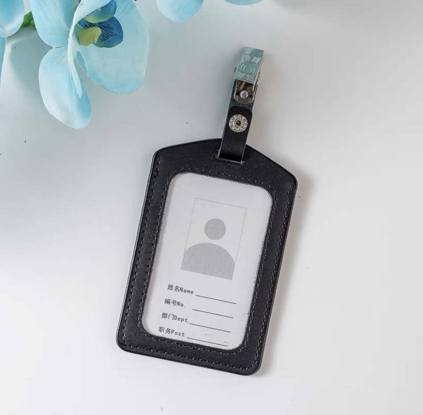 세로 블랙 가죽 단면 + 가죽 클립