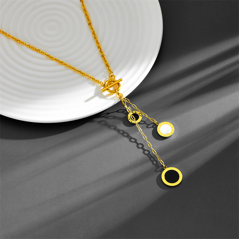 12g Weight Pendant Necklace Classification cable chain Chain Type 1 Piece Quantity Casual Occasion Elegant Round Titanium Steel Plating Pendant Necklace