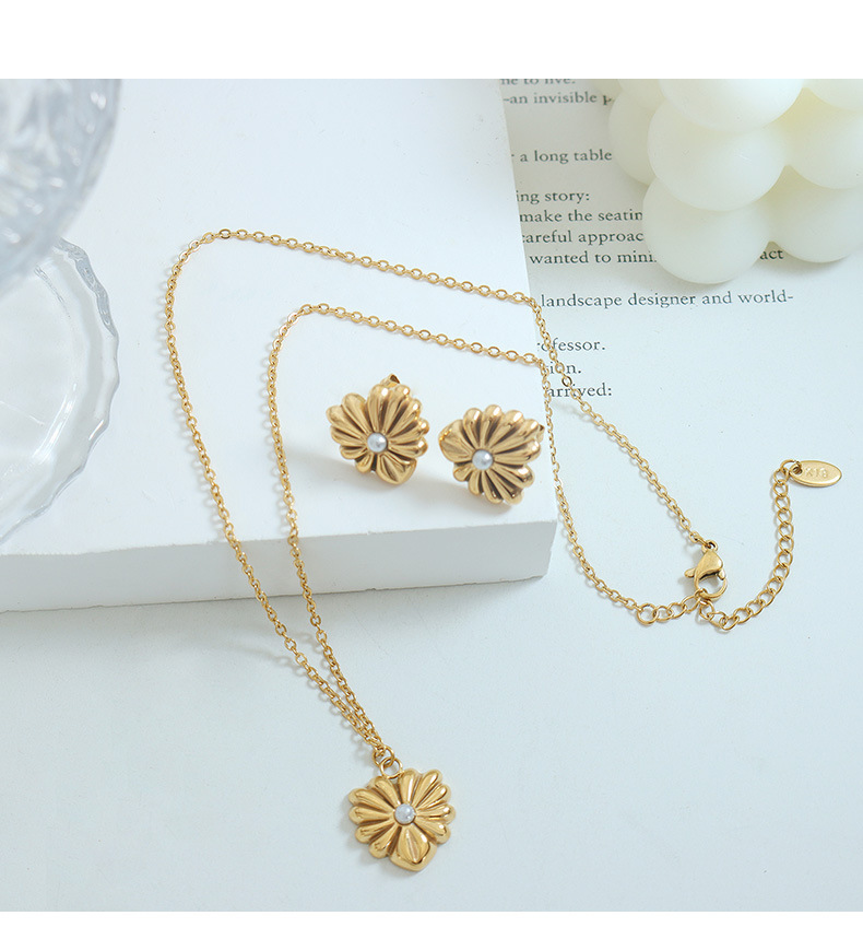 Simple Style Heart Shape Titanium Steel Inlay Artificial Pearls Earrings Necklace