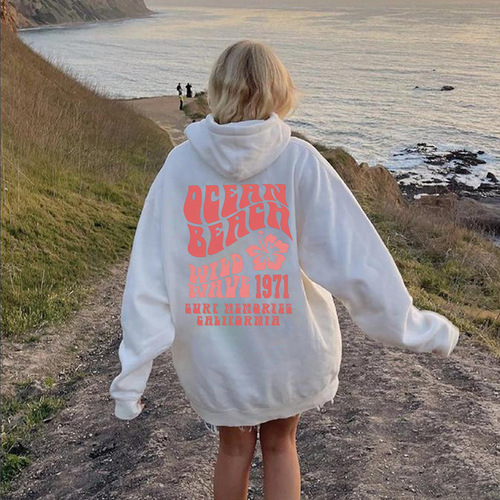 Ocean Beach Sweatshirt Aesthetic Hoodie Tumblr Tracksuit CA Surf Tee Fashionable Hoodie Coconut-inspired Sweatshirt