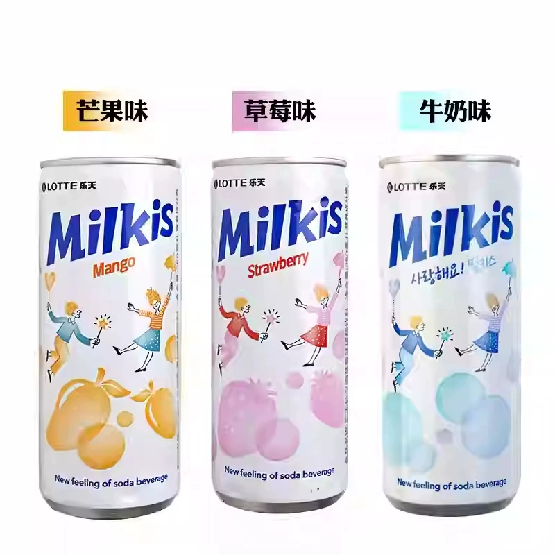 Напиток (Lotte Milkis) 250 мл, газированное молочное газированное напиток с манго, клубникой, виноградом