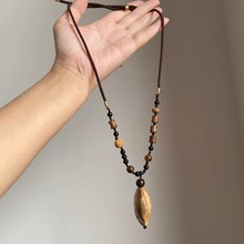 新中式波西米亚焦糖菩提吊坠项链毛衣链复古时尚气质禅意国风配饰