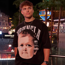 YOUNGLA T恤UFC联名康纳嘴炮美式街头大码印花高街宽松男装短袖