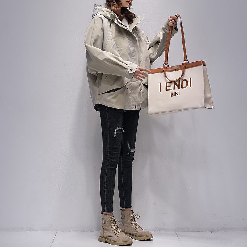 小个子风衣女中长款连帽工装2024春秋新款时尚宽松流行百搭短外套