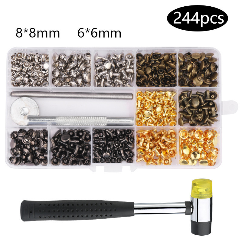 Transfronterizo 633/831 Juego de botones a cuatro bandas en caja Botón redondo de cobre de metal Ropa Botón hembra Accesorios de equipaje