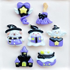 ハロウィン新製品紫ほうきキー城ゴースト樹脂アクセサリーハロウィンヘアピン電話ケースクロスボーダーアクセサリー