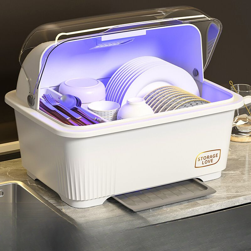 Disinfection Cupboard Household Chopstick Barrel Drainable and Mildew-Proof Bowl and Chopsticks Storage Box Sealed with Lid Kitchen Dish Rack