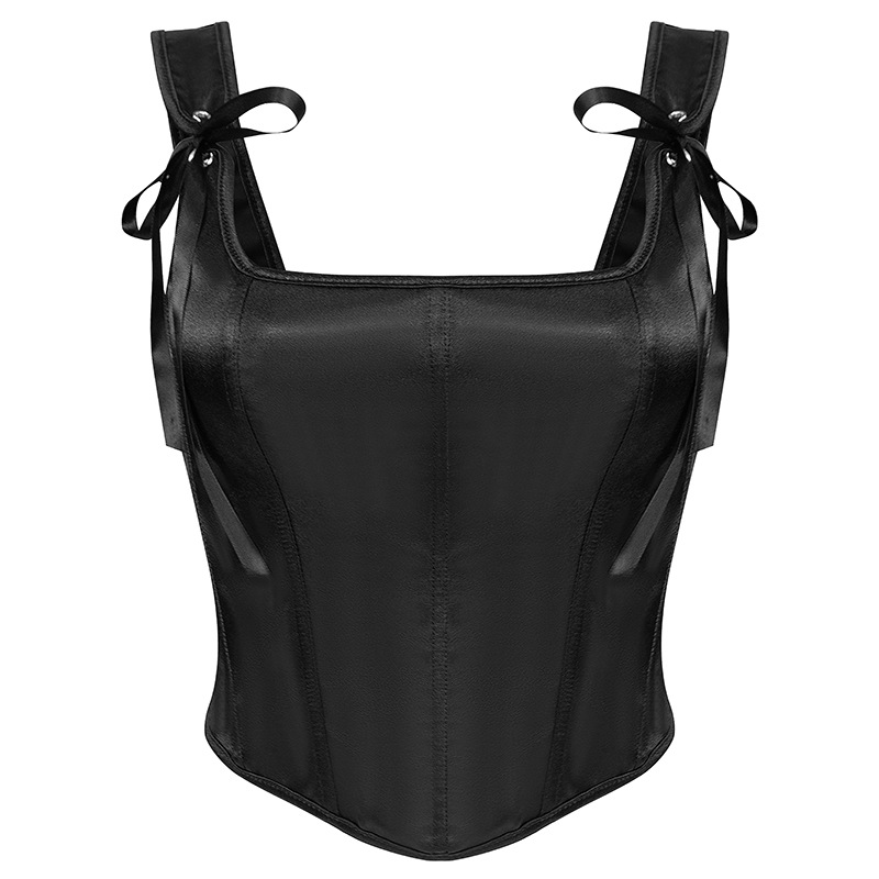 Nuevo comercio electrónico transfronterizo suministro retro chaleco negro de corte correa de pecho camisa de dama correa corset