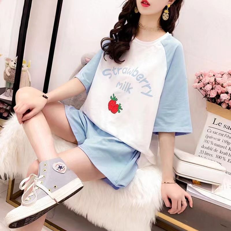 牛奶草莓-蓝-短