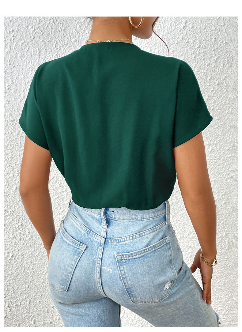 Chillgio Frauen soild lässig elegante Cat suits schicke koreanische Bluse Büro Stram pler Sommer V-Ausschnitt schlanke einteilige Kombination insgesamt – Detail 13
