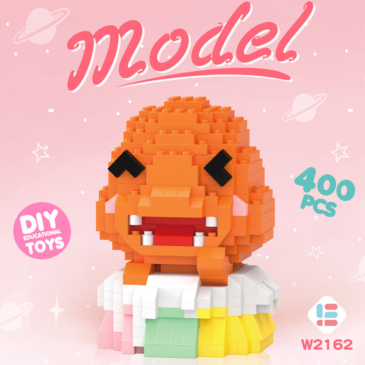 Compatible con LEGO gigante Panda flor azul lindo muñeca de dibujos animados montado bloques construcción juguete para niños puesto caja ciega al por mayor